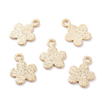 Brass Charms, Flower, Real 24K Gold Plated, 9.5x7.5x0.5mm, Hole: 1.2mm
