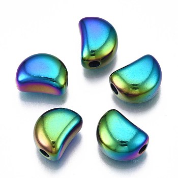 Rack Plating Rainbow Color 304 Stainless Steel Beads, Cadmium Free & Nickel Free & Lead Free, Half Moon, 11x8x5.5mm, Hole: 2mm
