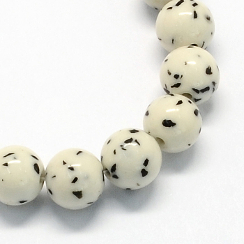 Synthetic Gemstone Beads Strands, Imitation Buddhist Bodh, Round, White, 10mm, Hole: 1mm, about 40pcs/strand, 15.7 inch