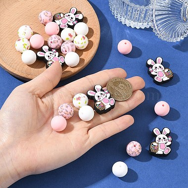 25Pcs 5 Styles Easter Theme Silicone Beads Kits(SIL-YW0003-79)-4