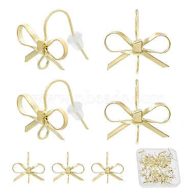 40Pcs Bowknot Shape Brass Earring Hooks(KK-FH0008-03)-1