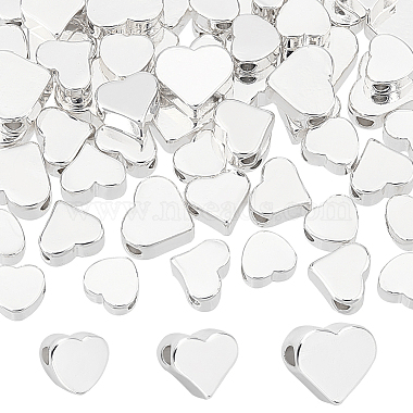 Silver Heart Brass Beads