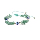 Natural Green Aventurine Chips & Resin Evil Eye Braided Bead Bracelet(BJEW-JB08495-07)-1