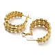 Brass Half Round Beaded Thick Hoop Earrings for Women(EJEW-D067-03G)-2