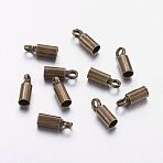 Brass Cord Ends, End Caps, Nickel Free, Antique Bronze, 8x2.8x2mm, Hole: 1.2mm, 2mm inner diameter(KK-H731-AB-NF)