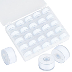 25Pcs Polyester Sewing Thread with Transparent Bobbin Box Sets, White, 0.2mm(SENE-WH20003-001B)