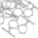 SHEGRACE Brass Toggle Clasps, Cadmium Free & Nickel Free & Lead Free, Ring Shape, Real Platinum Plated, Ring: 16x13x2.5mm, Bar: 5x19.5x3mm, Hole: 1.6mm(XGRQ2C929-401P)