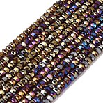 Electroplate Glass Beads Strands, Pearl Luster Plated, Faceted, Rondelle, Goldenrod, 2.4~3.2x4mm, Hole: 1mm, about 147~152pcs/strand, 39~45cm(GLAA-Q105-03P)