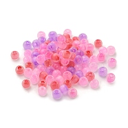 Cat Eye Style Glass Round Seed Beads, Hot Pink, 4x3mm, Hole: 1.5mm, , about 10g/bag, about 150pcs/bag(GLAA-G110-01B)