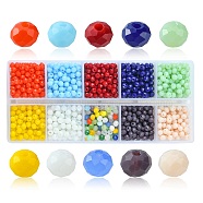 10 Grids 10 Styles Opaque Solid Color Glass Beads Strands, Faceted, Rondelle, Mixed Color, 4x3mm, Hole: 0.4mm, about 123~127pcs/grid, 1 grid/style(EGLA-YW0001-45)