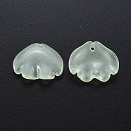 Transparent Baking Painted Imitation Jade Glass Pendants, Shell, Honeydew, 15x18x4mm, Hole: 1.2mm(DGLA-Q025-001D)