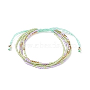 Adjustable Glass Bead Braided Bead Bracelets, Multi-strand Bracelets for Women, Turquoise, Inner Diameter: 2~3-1/8 inch(5~8cm)(BJEW-JB08952-02)