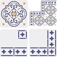 Plastic Drawing Painting Stencils Templates Sets, Square, Tile Pattern, 30x30cm, 3 style/set(DIY-WH0172-850)