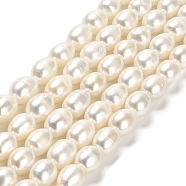 Natural Cultured Freshwater Pearl Beads Strands, Rice, Grade 3A, Floral White, 7~9x7~8mm, Hole: 0.6mm, about 37~38pcs/strand, 14.57~14.65 inch(37~37.2cm)(PEAR-E016-091)