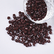 6/0 Glass Bugle Beads, Opaque Colours, Coconut Brown, 6/0 3.5~5x3.5~4mm, Hole: 1mm, about 4500pcs/bag(SEED-S032-02B-09)