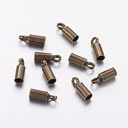 Brass Cord Ends, End Caps, Nickel Free, Antique Bronze, 8x2.8mm, Hole: 1.5mm, 2mm inner diameter(KK-H731-AB-NF)