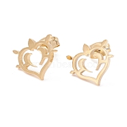 Heart 304 Stainless Steel Stud Earrings for Women, Golden, 11.5x13mm, Pin: 0.7mm(EJEW-Z017-05G)