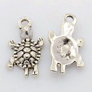 Tibetan Style Alloy Pendants, Cadmium Free & Lead Free, Tortoise, Antique Silver Color, 23x12x4mm, Hole: 2mm(LF0303Y)