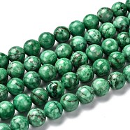 Natural Marble Beads Strands, Round, Dyed & Heated, Green, 8mm, Hole: 1mm, about 46pcs/strand, 15 inch(38cm)(G-K211-8mm-H)