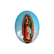 Printed Glass Oval Cabochons, the Virgin Theme, Colorful, 30x20x6mm(GGLA-N003-20x30-A47)