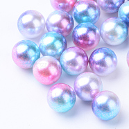 Rainbow Acrylic Imitation Pearl Beads, Gradient Mermaid Pearl Beads, No Hole, Round, Deep Sky Blue, 10mm, about 1000pcs/500g(OACR-R065-10mm-A02)