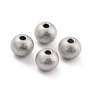 201 Stainless Steel Beads, Round, Stainless Steel Color, 8x6.5mm, Hole: 2mm(STAS-STAS-Z039-02F-P)