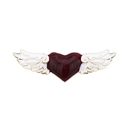 Heart with Wing Enamel Pin, Golden Plated Alloy Badge for Backpack Clothes, Red, 13x45mm(HEAR-PW0001-048)