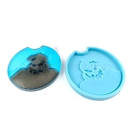 DIY Cup Mat Silicone Statue Molds, Resin Casting Molds, For UV Resin, Epoxy Resin Craft Making, Ghost, Deep Sky Blue, 70x62.5x6.5mm, Inner Diameter: 65x58mm(DIY-C014-01A)