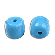 Opaque Acrylic Beads, Faceted, Barrel, Deep Sky Blue, 13x13mm, Hole: 2.7~2.8mm, about 290pcs/500g(SACR-N017-05E)