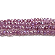 Transparent Baking Painted Glass Beads Strands, AB Color, Faceted, Round, Old Rose, 2.5x2mm, Hole: 0.7mm, about 148~152pcs/strand, 12.05~12.36 inch(30.6~31.4cm)(DGLA-F002-02A-06)