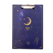 Plastic A4 Clipboards, with Metal Clips, for Office, Hospital, Rectangle, Moon Pattern, 320x220mm(OFST-PW0004-45D)