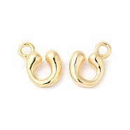 Brass Charms, Real 18K Gold Plated, Letter U, 12x10x3.5mm, hole: 2.5mm(KK-P234-13G-U)