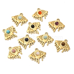 Ion Plating(IP) 316 Stainless Steel Melting Eye Pendant Rhinestone Settings, with Gemstone, Real 24K Gold Plated, Fit for 1mm Rhinestone, 19x20x4mm, Hole: 1.6mm(STAS-K258-32G)