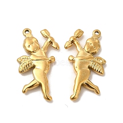 Ion Plating(IP) 
304 Stainless Steel Pendants, Cupid Charm, Real 18K Gold Plated, 29x17x4mm, Hole: 1.2mm(STAS-I671-27G)
