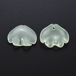 Transparent Baking Painted Imitation Jade Glass Pendants, Shell, Honeydew, 15x18x4mm, Hole: 1.2mm(DGLA-Q025-001D)