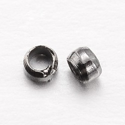 Rondelle Brass Crimp Beads, Gunmetal, 2x1mm, Hole: 1mm, about 10000pcs/100g(KK-L134-27B)