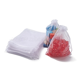 Organza Gift Bags with Drawstring, Wedding Party Christmas Favor Gift Bags, Organza Pouches for Potpourri, White, 23x17cm(X-OP-R016-17x23cm-04)