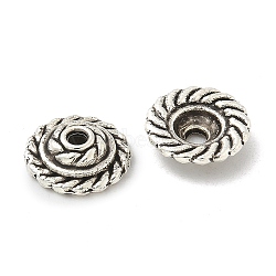 Alloy Bead Caps, Cadmium Free & Lead Free, Flat Round, Antique Silver, 11x3.5mm, Hole: 1.8mm, about 1315pcs/1000g(TIBE-P003-21AS)