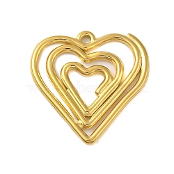 Ion Plating(IP) 304 Stainless Steel Pendants, Real 18K Gold Plated, Heart, 26x25.5x2mm, Hole: 1.6mm(STAS-C104-28C-G)