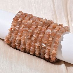 Natural Sunstone Chip Beads Stretch Bracelets for Men Women, Inner Diameter: 2.01~2.17 inch(5.1~5.5cm) (BJEW-C145-01B)