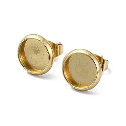 304 Stainless Steel Stud Earring Settings, Round, Golden, 10mm, Pin: 0.7mm(EJEW-H130-02G-01)