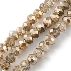 Faceted Rondelle Transparent Painted Glass Beads Strands, Tan, 4x3mm, Hole: 1mm, about 125pcs/strand, 15 inch(DGLA-J001-C01-4mm)