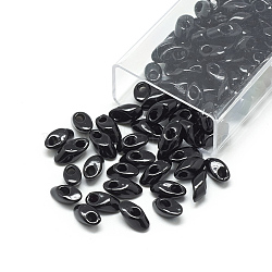 MiYuki Long Magatama Beads, Japanese Seed Beads, (LMA401) Black, 7x4mm, Hole: 1mm, about 80pcs/box, net weight: 10g/box(SEED-R038-LMA401)