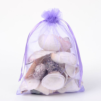 Organza Gift Bags with Drawstring, Jewelry Pouches, Wedding Party Christmas Favor Gift Bags, Medium Purple, 18x13cm