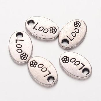Tibetan Style Charms, Lead Free, Cadmium Free and Nickel Free, Oval, Antique Silver Color, about 7mm wide, 10mm long, 1.5mm thick, hole: 1.5mm