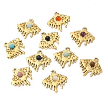 Ion Plating(IP) 316 Stainless Steel Melting Eye Pendant Rhinestone Settings, with Gemstone, Real 24K Gold Plated, Fit for 1mm Rhinestone, 19x20x4mm, Hole: 1.6mm