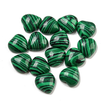 Dyed Synthetic Malachite Cabochons, Heart, 8x8x3.5mm
