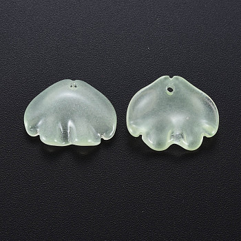 Transparent Baking Painted Imitation Jade Glass Pendants, Shell, Honeydew, 15x18x4mm, Hole: 1.2mm