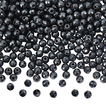 2Strands Non-magnetic Synthetic Hematite Beads Strands, Faceted, Round, 3~3.5x2.5~3mm, Hole: 0.3mm, about 114~141pcs/strand, 15.1~16.4 inch(38.4~41.8cm)