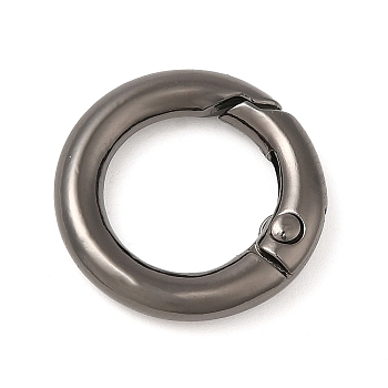 Rack Plating Brass Spring Gate Rings, Round Ring, Lead Free & Cadmium Free, Long-Lasting Plated, Gunmetal, 6 Gauge, 20x4mm
